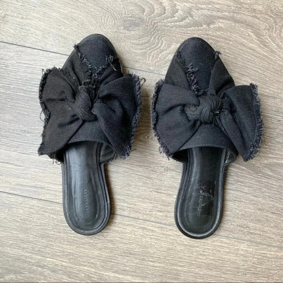 All Saints Rumour Knit Bow Mules Slides Flats Black Slip on Round toe Size 7 - Picture 4 of 14